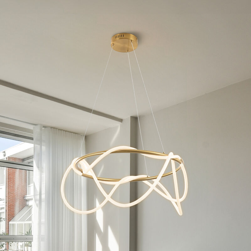 Lisette Contemporary Minimalist 360 Adjustable Silicone Neon Rope Dimmable Integrated LED Chandelier