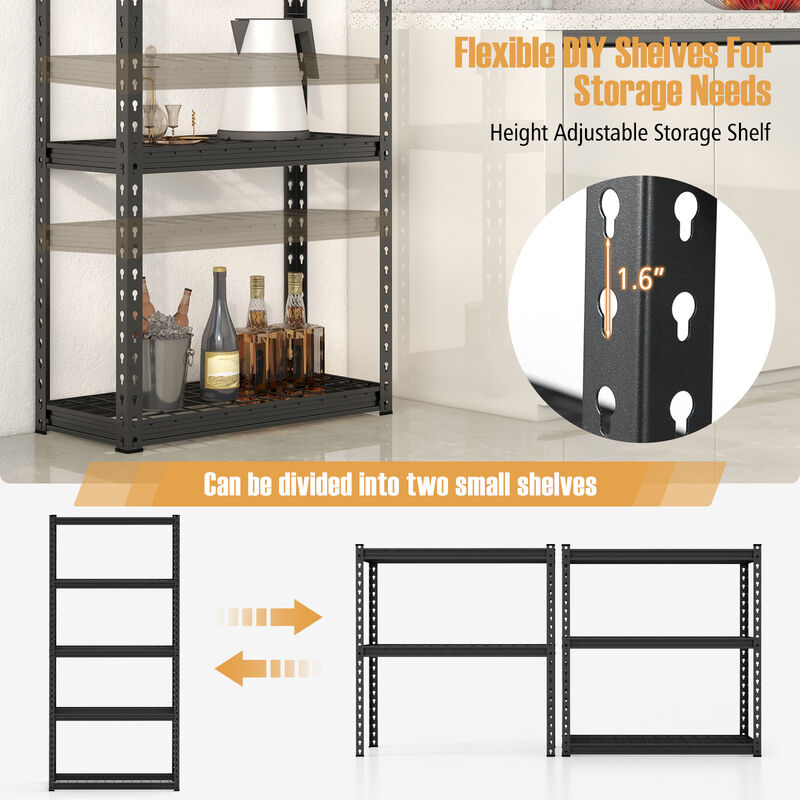 5-Tier Metal Shelving Unit with Anti-slip Foot Pad Height Adjustable Shelves for Garage