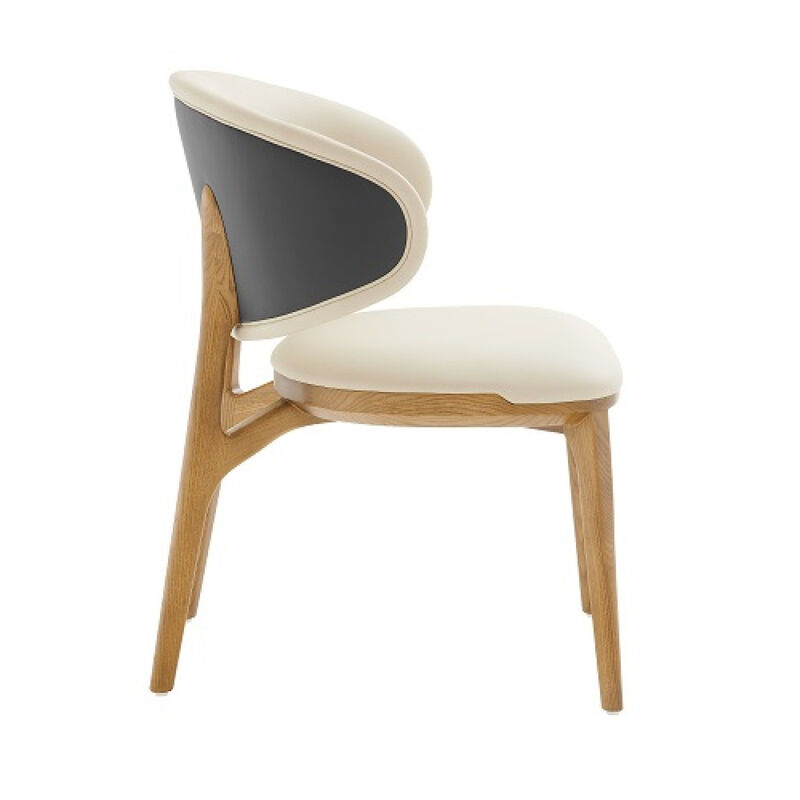 HomeRoots Cream And Brown Upholstered Fabric Wing Back Dining Side Chair image number 2
