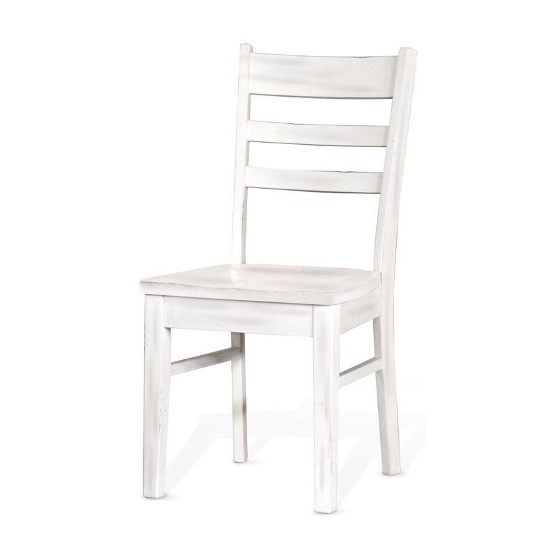 Sime Dining Chair Set of 2, Ladderback Design, Off White Mahogany Wood - Benzara