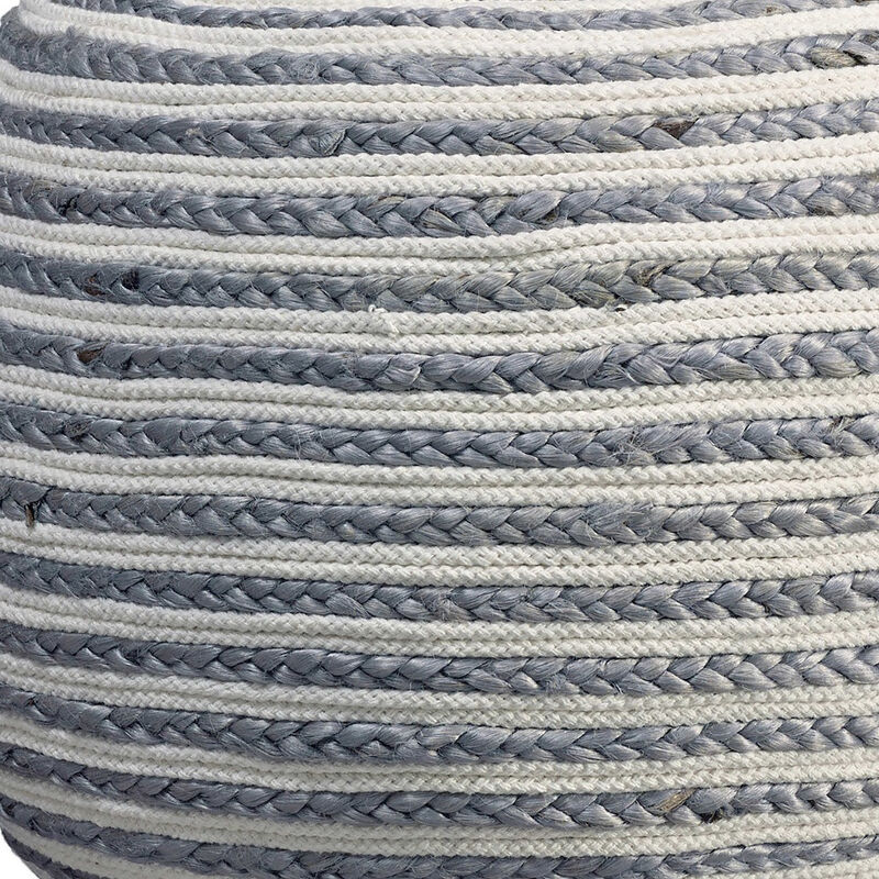 Round Striped Cotton Blend Pouf – Ottoman Accent Seat for Bedroom or Study