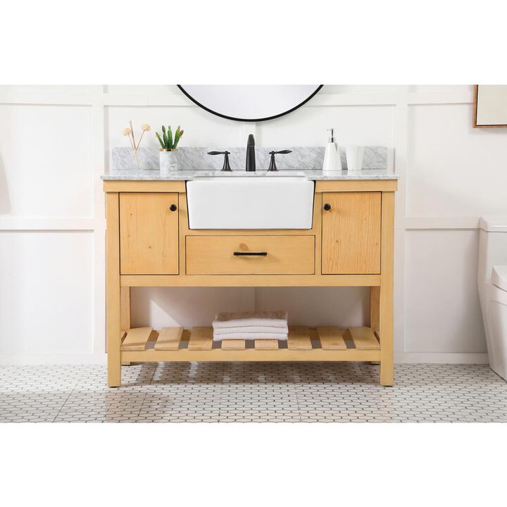 Elegant Kitchen and Bath 48 inch Single bathroom vanity in natural wood with backsplash