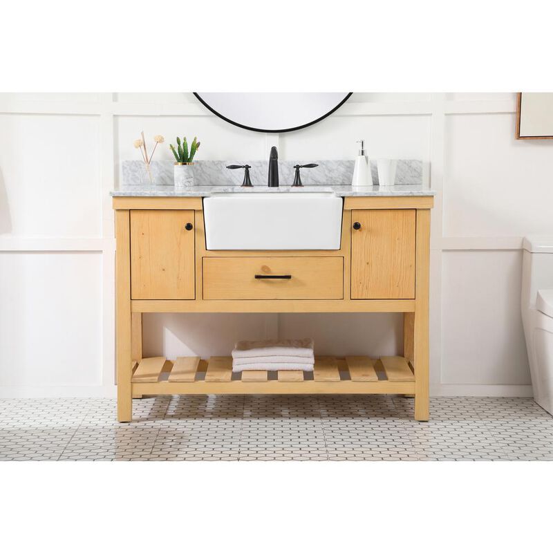 Elegant Kitchen and Bath 48 inch Single bathroom vanity in natural wood with backsplash