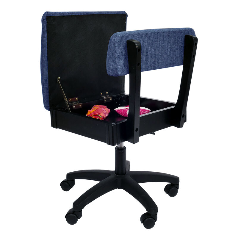 Hydraulic Sewing Chair with Adjustable Height and Cushion Seat &ndash; Duchess Blue Print image number 3