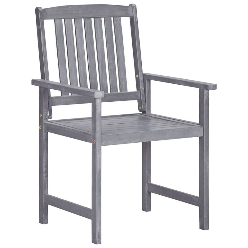 Garden Chair Set of 4 Grey Solid Acacia wood Standard Durable