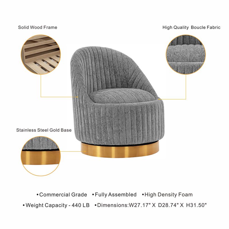 Leela Gray Swivel Accent Chairs (Set of 2)