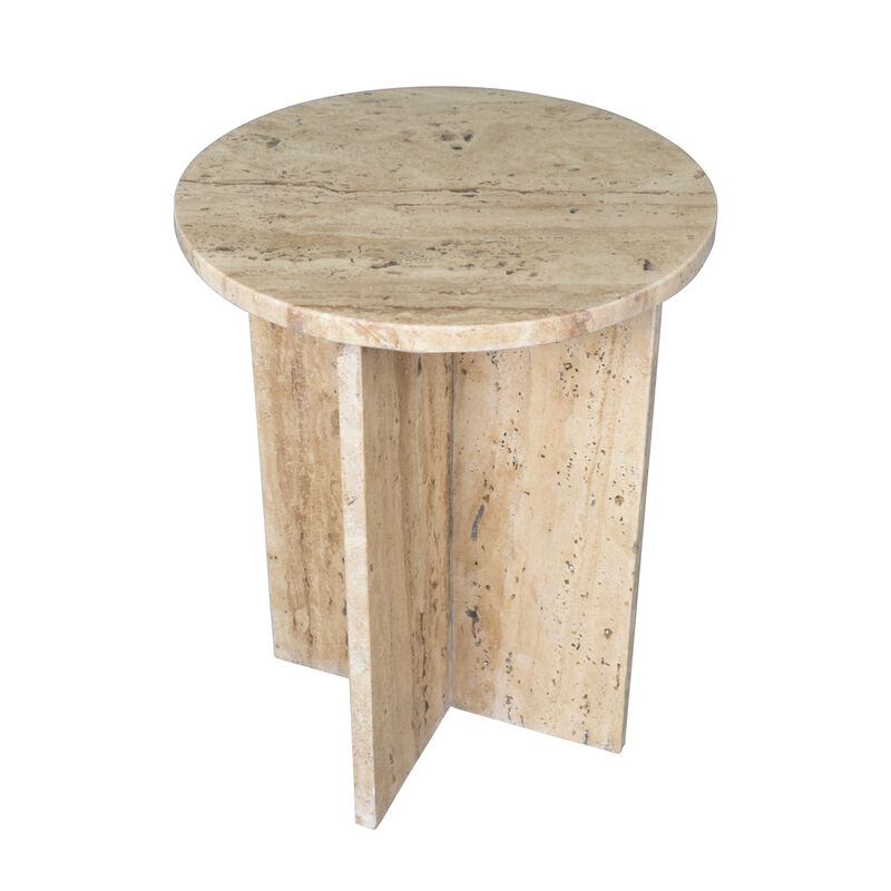 Javier 14" Contemporary Natural Marble Handmade X-Shaped End Table