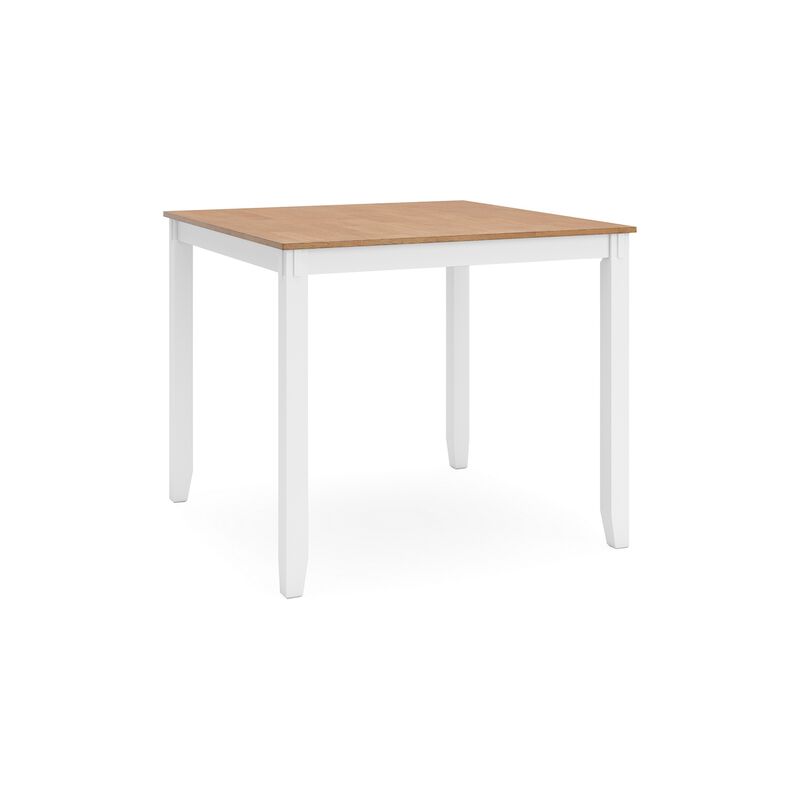 Gasy Counter Height Dining Table Set, 4 Ladderback Chairs, White Brown - Benzara