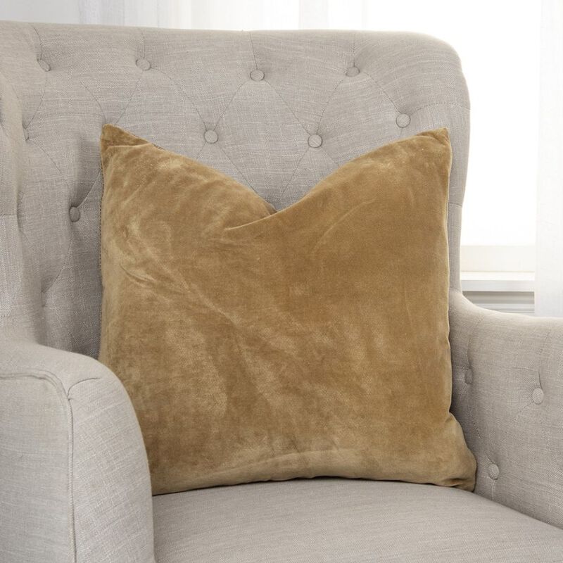 Homezia Gold Solid Reversible Cotton Velvet Throw Pillow