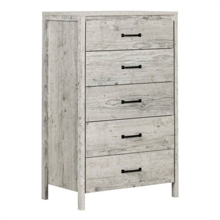 Modern 5-Drawer Storage Chest in Washed Pine Finish &ndash; Elegant Storage Solution
