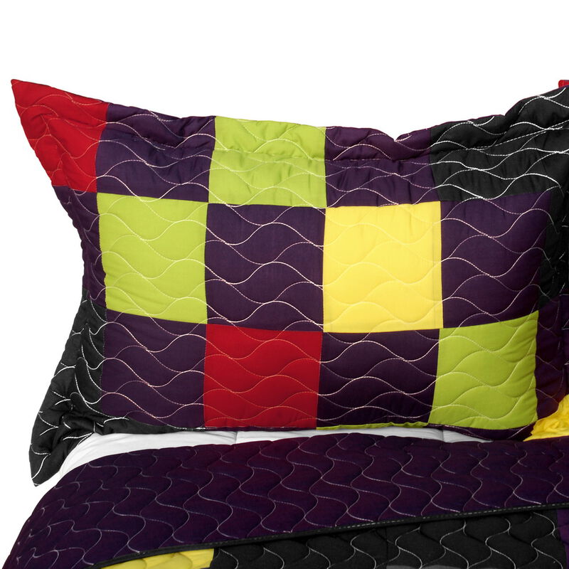 Break Free Party Quilted Patchwork Quilt Set 3PC Queen Size Cozy Bedding image number 4
