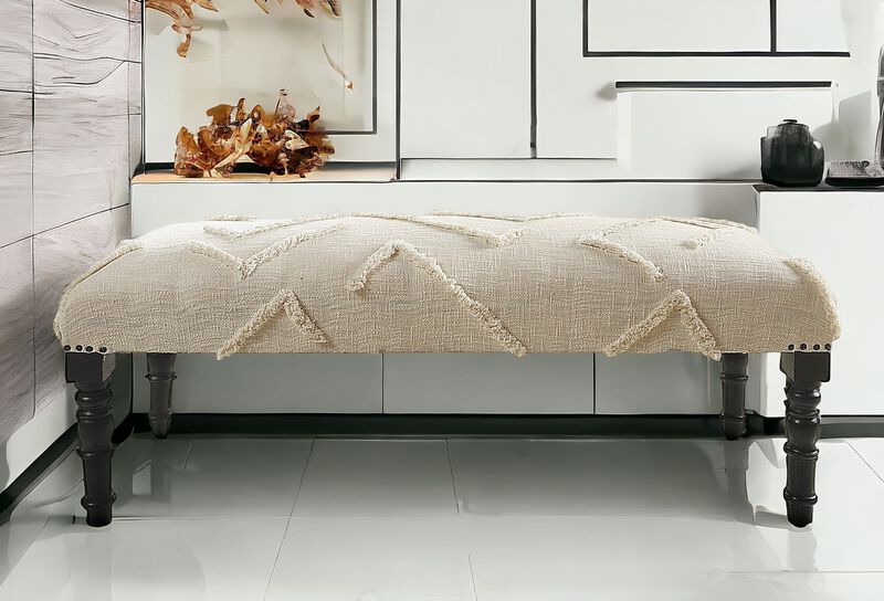 Fashionable Upholstered Bench &ndash; Decorative Abstract Fabric with Wood Support