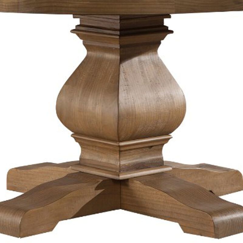 Round Solid Pine Dining Table With Aesthetic Base Brown image number 2
