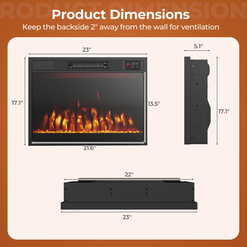 Electric Fireplace Heater with Adjustable Flame Color and Brightness for Home Heating