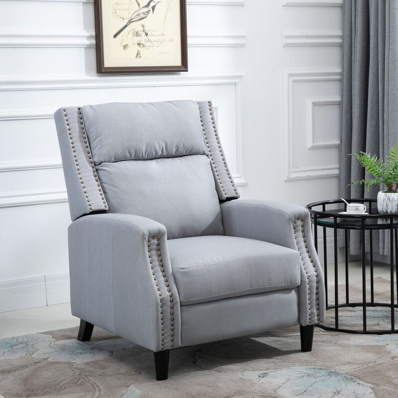 Living Room Chair Recliner Reclining Sofa Chair Padded Seat Lounger with Extendable Footrest and a Linen Fabric Finish for Living Room Grey image number 2