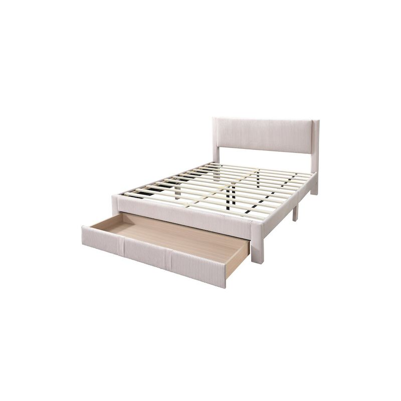 Poundex Queen Platform Bed with Underbed Storage in Light Pink