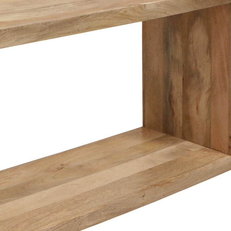 Keli 52 Inch Mango Wood Sideboard Console Table, Open Cube, 1 Shelf, Natural Brown-Benzara