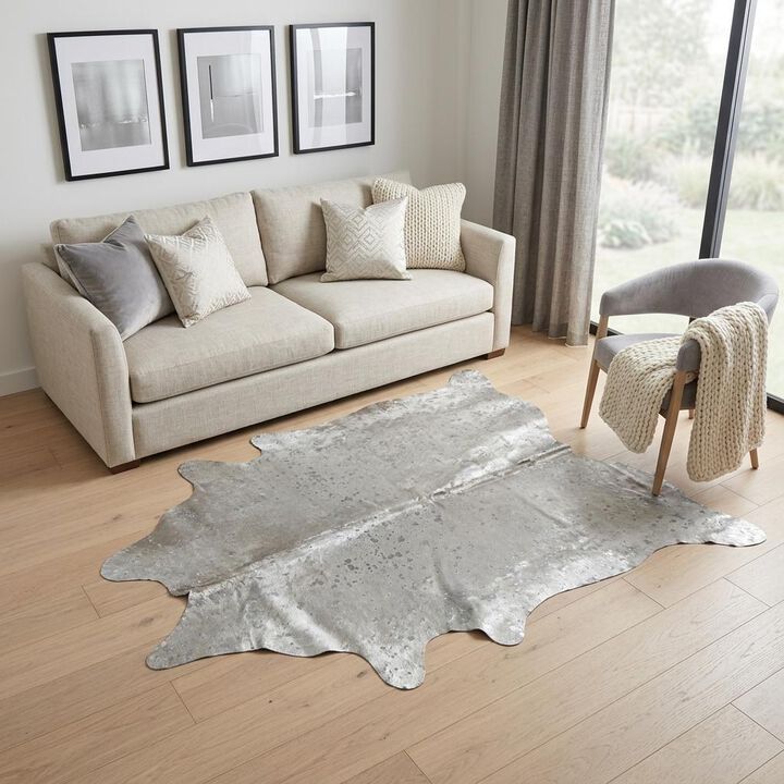 HomeRoots Cowhide Hand Knotted Area Rug