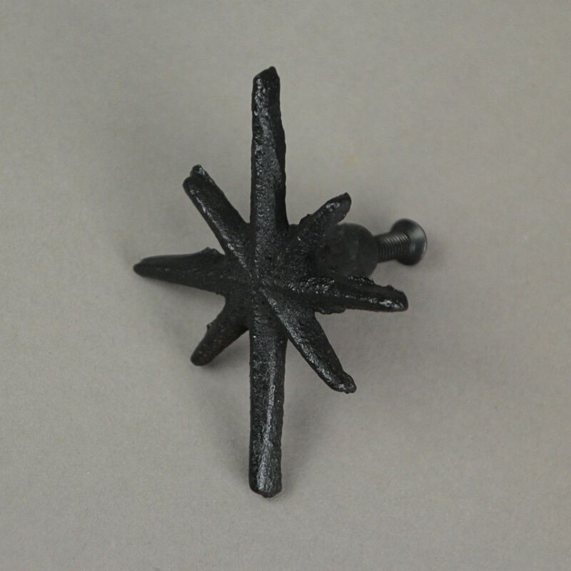 Set of 6 Antique Black Finish Mid-Century Modern D&eacute;cor Starburst Cast Iron Drawer Pulls Cabinet Knobs - 2.75 Inches High - Easy Install - Timeless Elegance image number 4