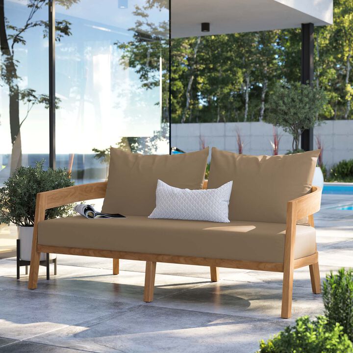Modway - Brisbane Teak Wood Outdoor Patio Loveseat