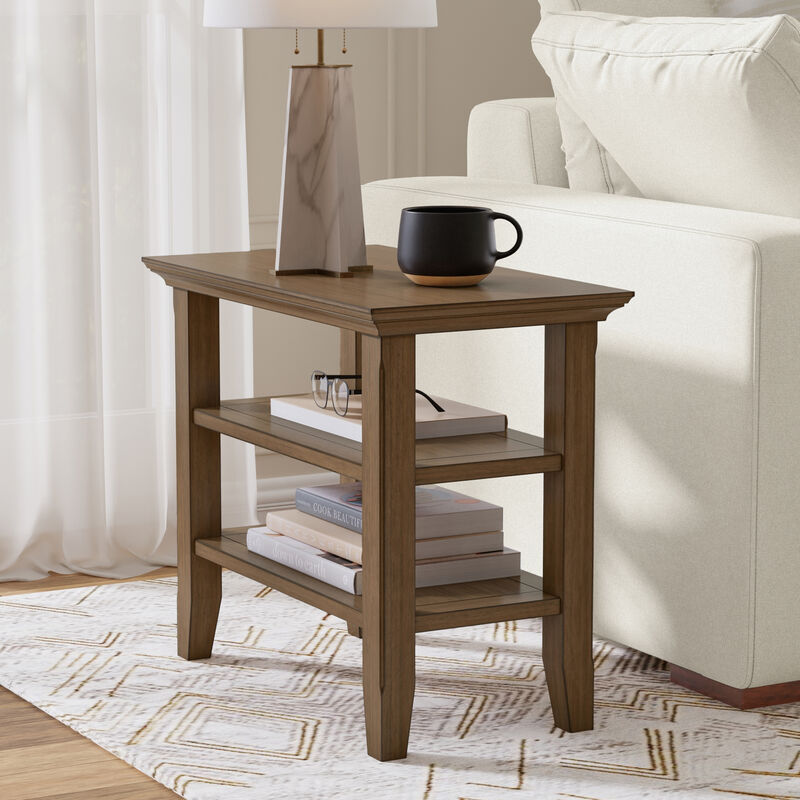 Acadian 14 inch Wide Solid Wood Transitional Narrow Side Table in Rustic Natural Aged Brown image number 1