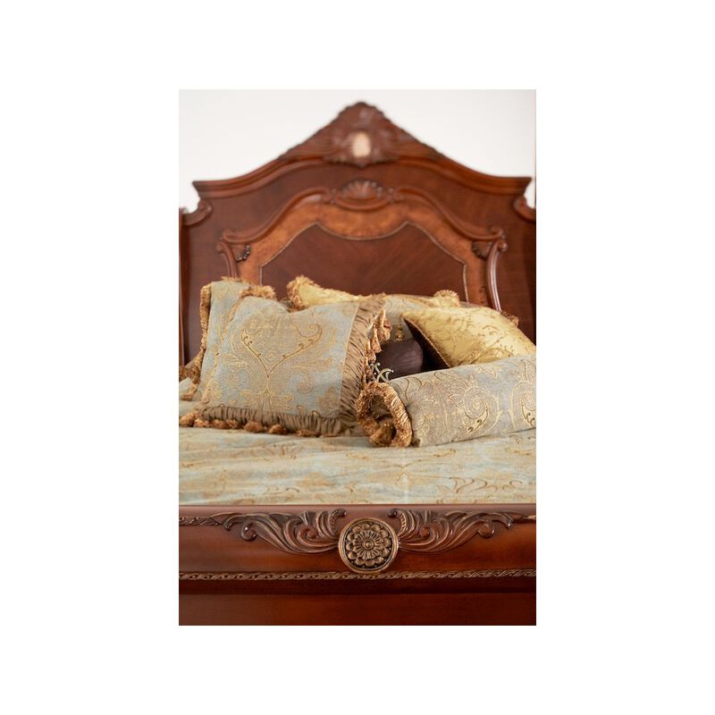 Michael Amini Cortina Cal. King Sleigh Bed - Honey Walnut