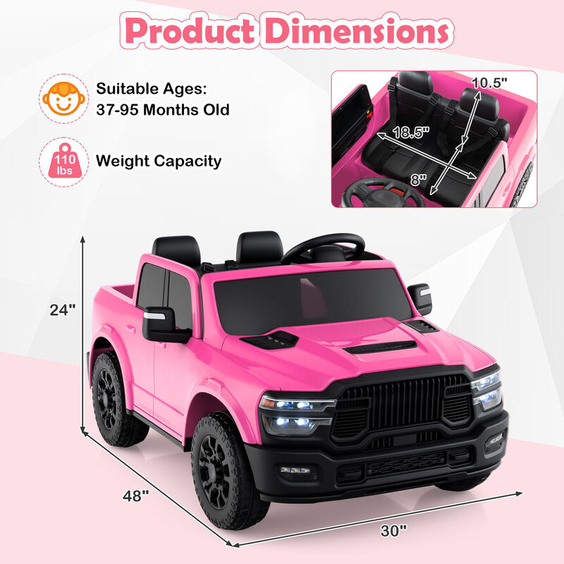 2 Seater Electric Ride On Truck for Big Kids with Remote and Music for Backyard image number 2