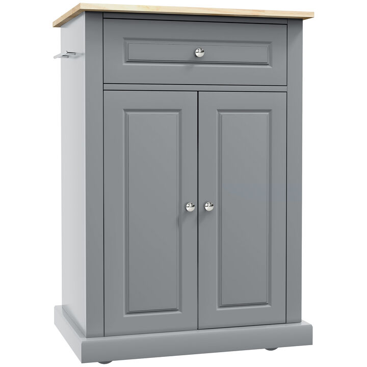 Modern Rolling Kitchen Island Storage Cart w/ Drawer & Adjustable Shelf, White