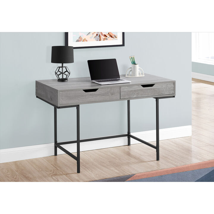 Monarch Specialties I 7553 Computer Desk, Home Office, Laptop, Storage Drawers, 48"L, Work, Metal, Laminate, Grey, Black, Contemporary, Modern
