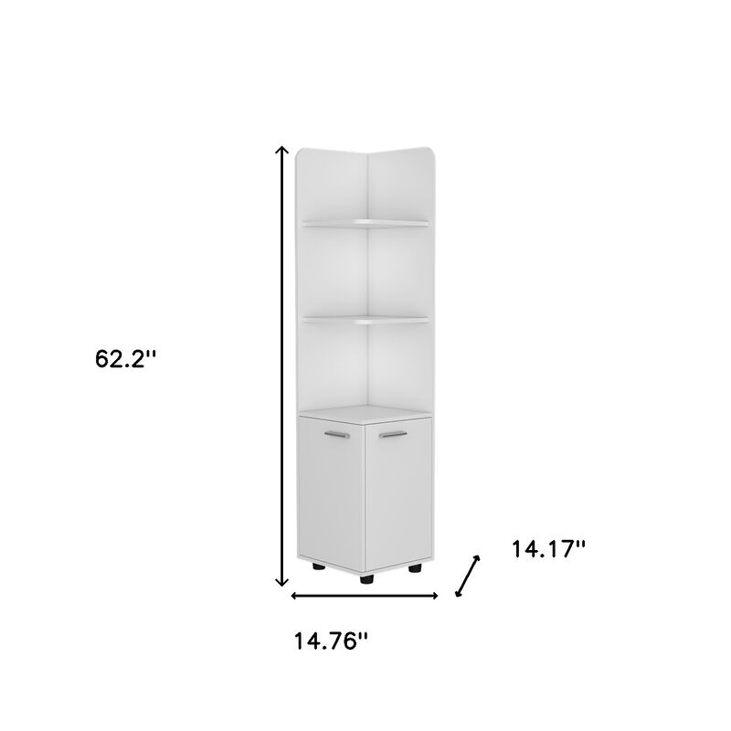 HomeRoots 62" White Wood Corner Utility Cabinet With Two Doors image number 4
