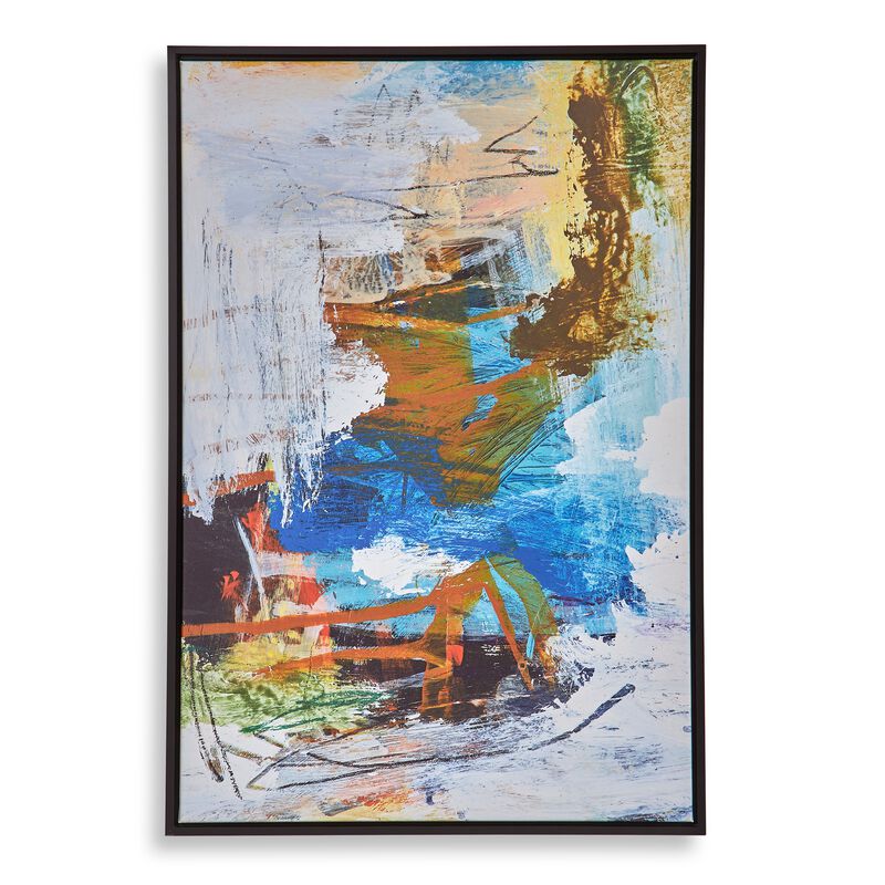25 x 37 Handcrafted Wall Art Abstract Giclee, Black Frame, Multicolor image number 0