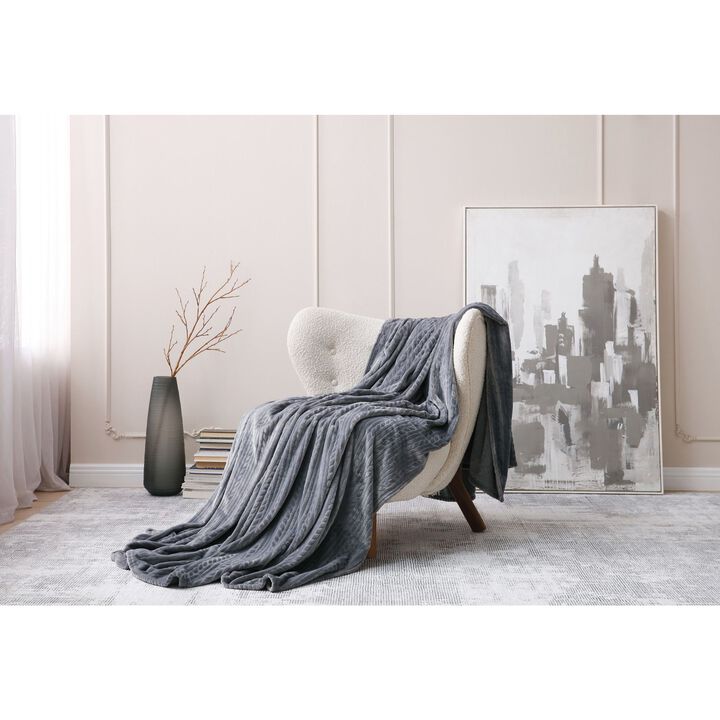 L'baiet Modern Indoor Embossed Queen Rectangle Blanket 90"x90" 100% Polyester