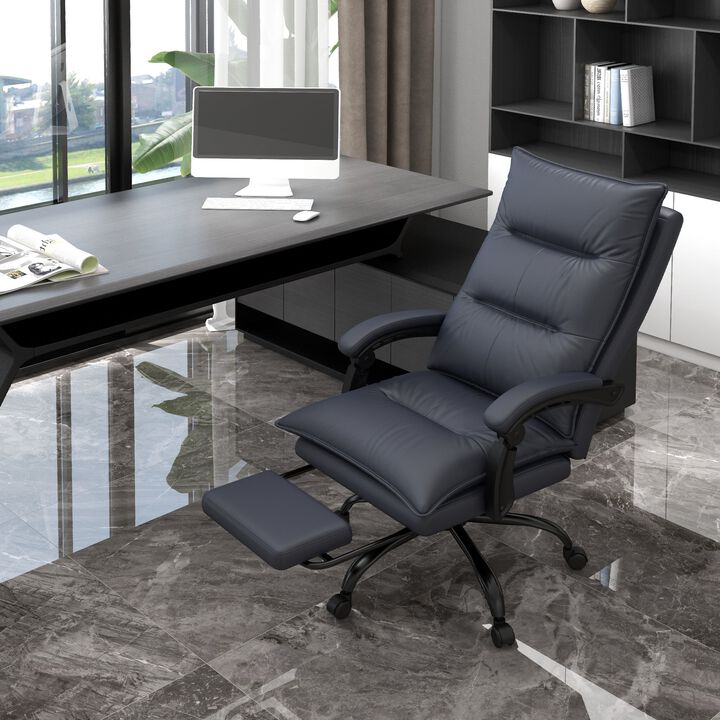 Gray Heated Massage Office Chair: 6 Vibration Points, Footrest