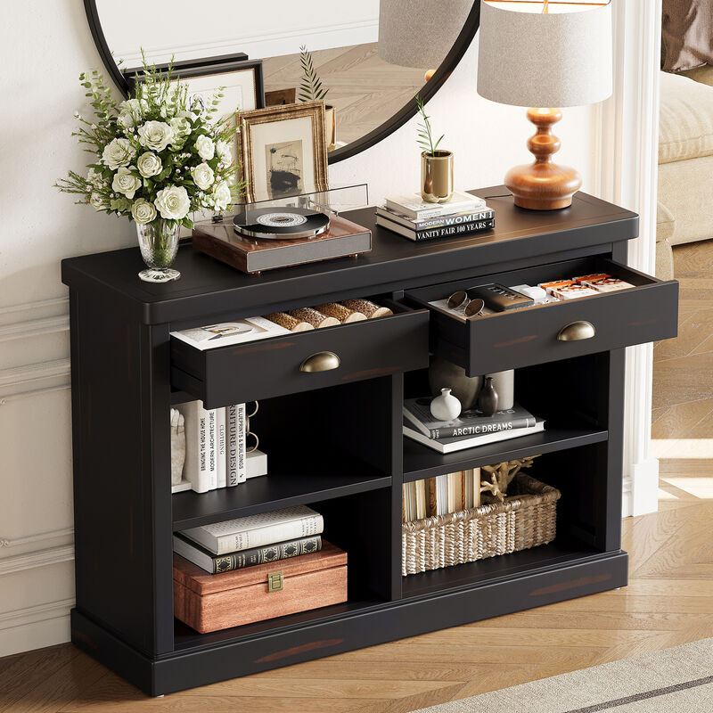 Hegrer 2 Drawers and Open Storage Shelves  Console Table image number 2