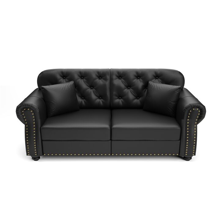 Strump 63" Upholstered Faux Leather 2-Seat Loveseat Sofa
