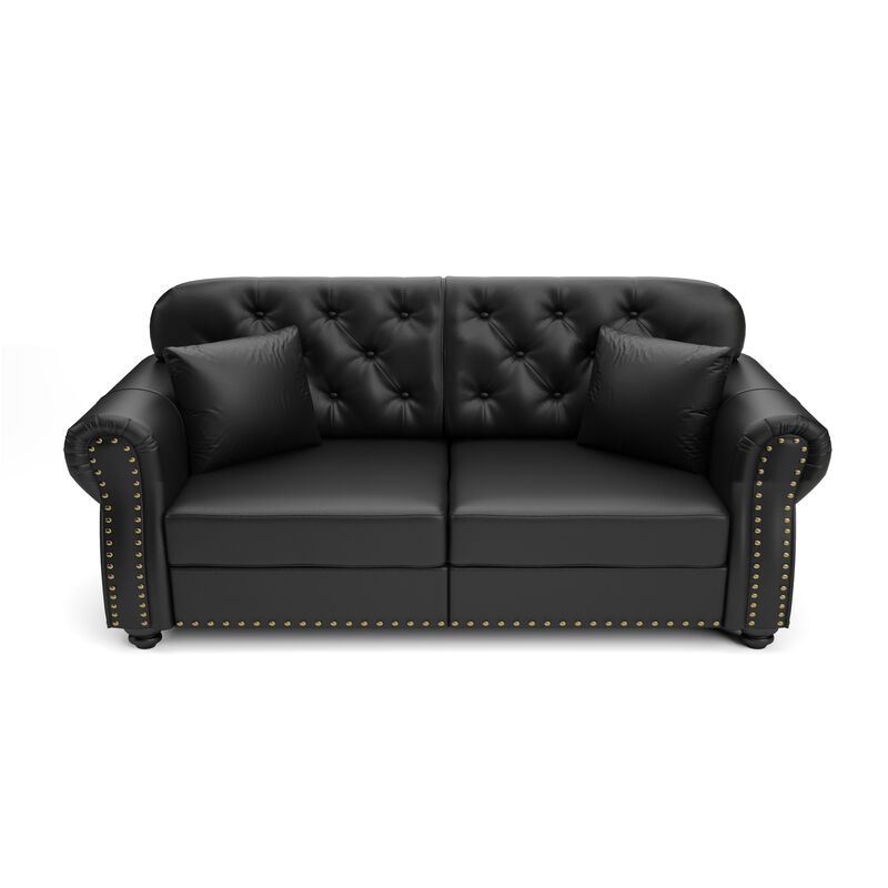 Strump 63" Upholstered Faux Leather 2-Seat Loveseat Sofa image number 0