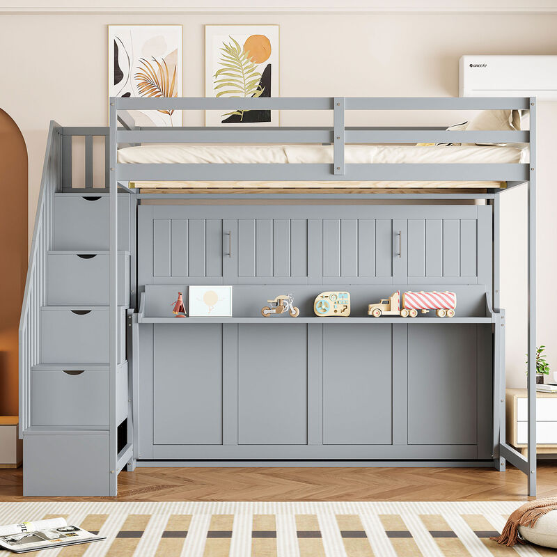 Merax Murphy Bed Loft Bed with Ample Storage
