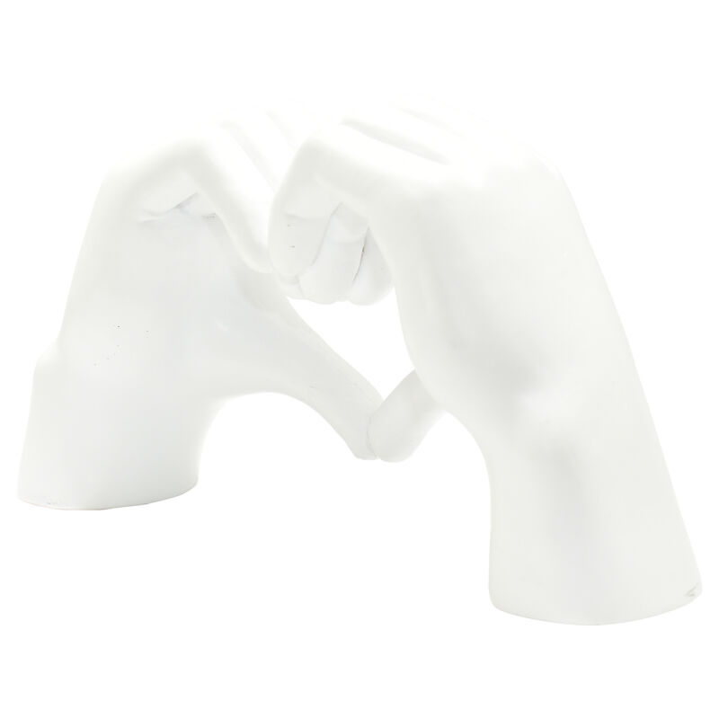 HomeRoots 4" White Resin Heart Hands Tabletop Sculpture image number 2