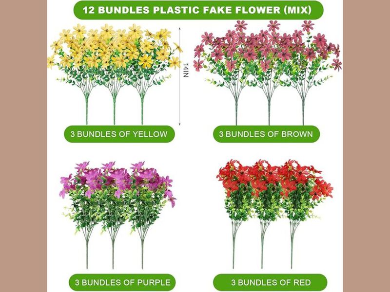 12 Bundle Artificial Daisy Flowers UV Resistant Outdoor Window Box Decor image number 2