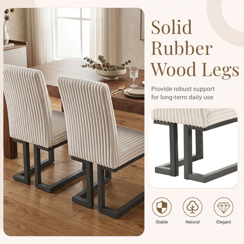 Set of 4 Padded Dining Chairs with Rubberwood Legs for Dining Room image number 5
