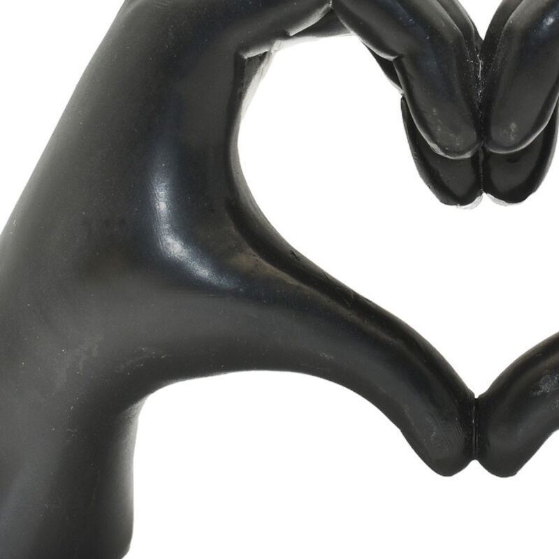HomeRoots 4" Black Resin Heart Hands Tabletop Sculpture image number 3