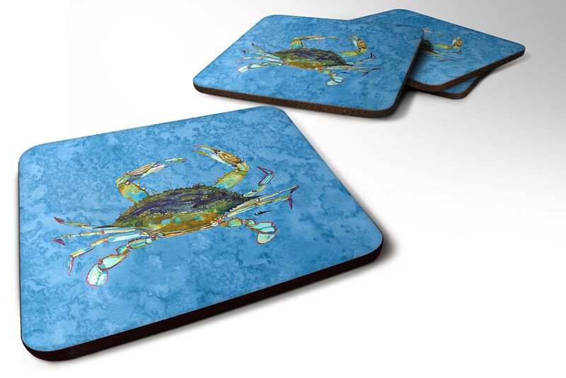 Caroline's Treasures 8656FC Crab Foam Coasters (Set of 4), 3.5 H x 3.5 W, Multicolor