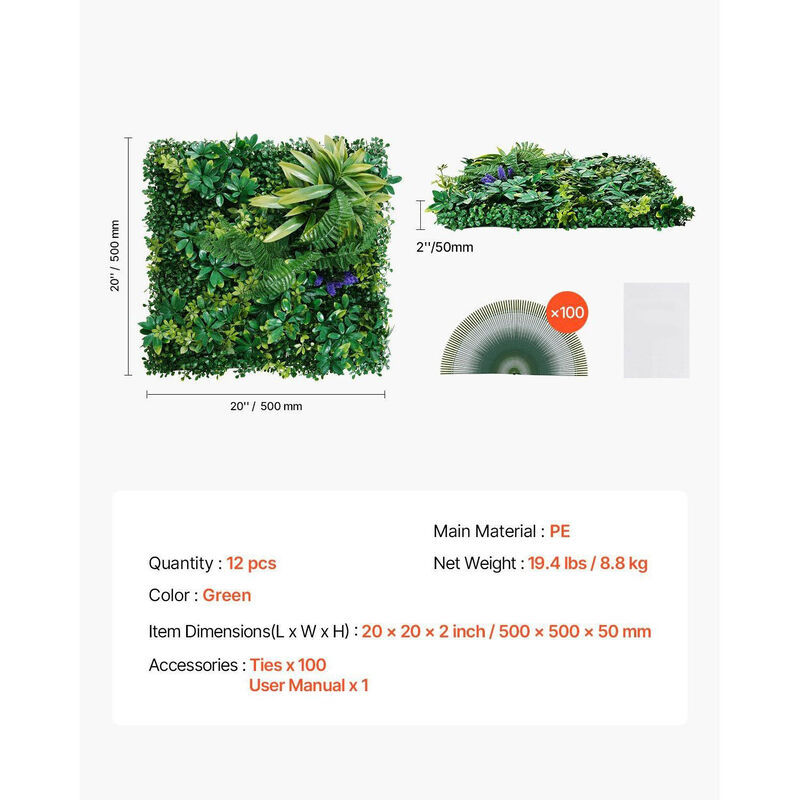 Artificial Boxwood Privacy Wall Panels 12 PCS Green Hedge Fence for Indoor Outdoor Decor image number 2