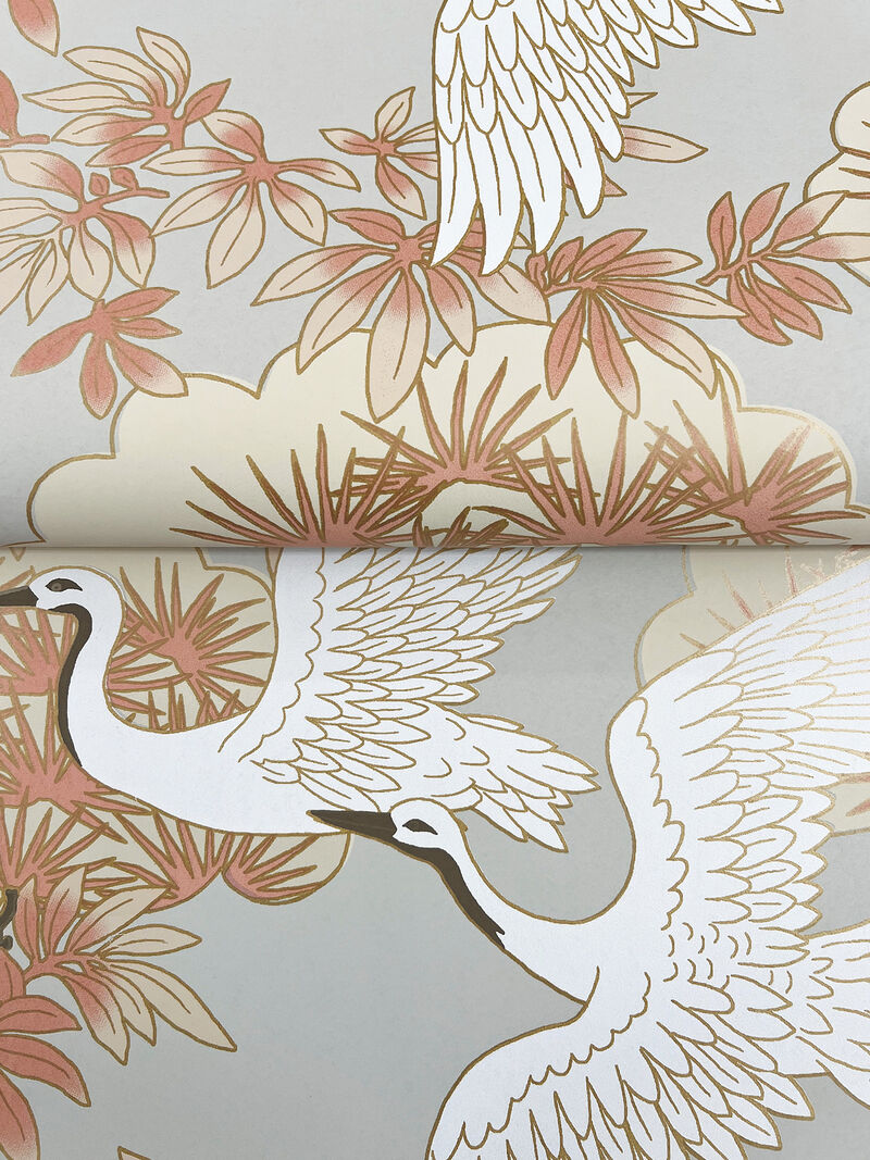 Sprig & Heron Coral Wallpaper (Set of 2) image number 1