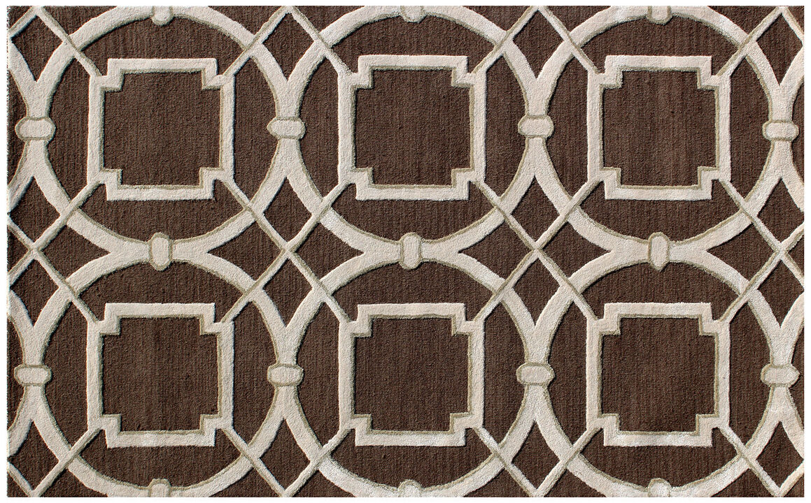 HomeRoots Abstract Geometric Hand Tufted Non Skid Area Rug