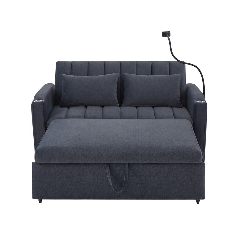 Merax Convertible Sofa Bed Loveseat with 3 USB Ports