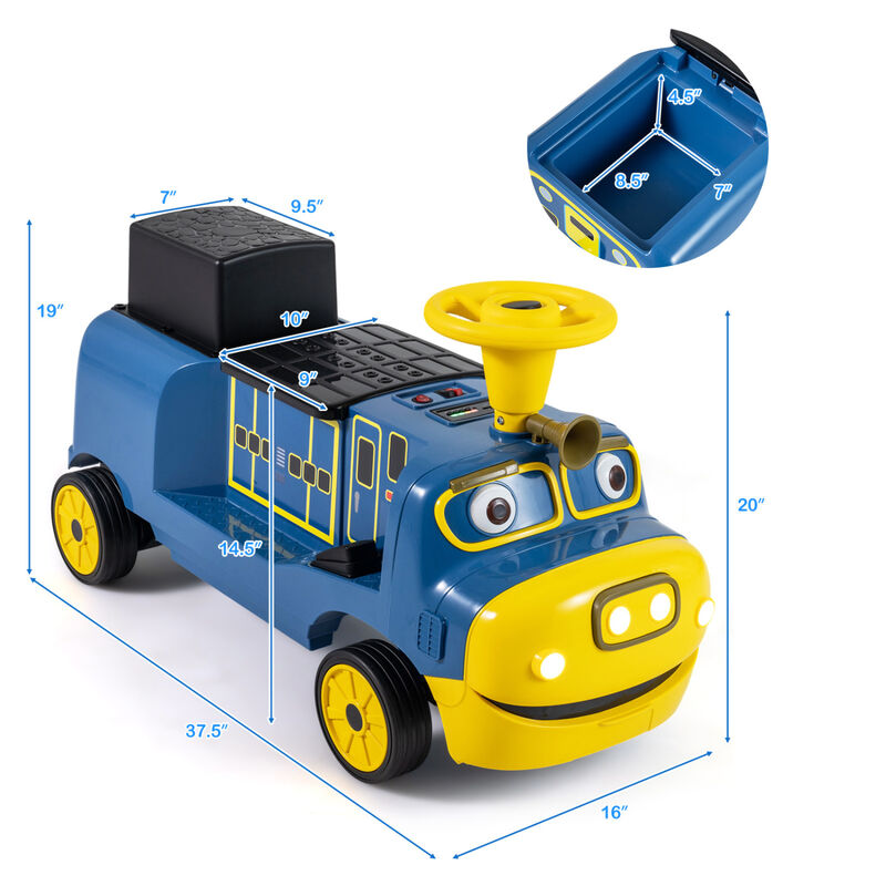 12V Kids Ride On Train with 2 Seats Height Adjustable Seat and Music for Backyard image number 2