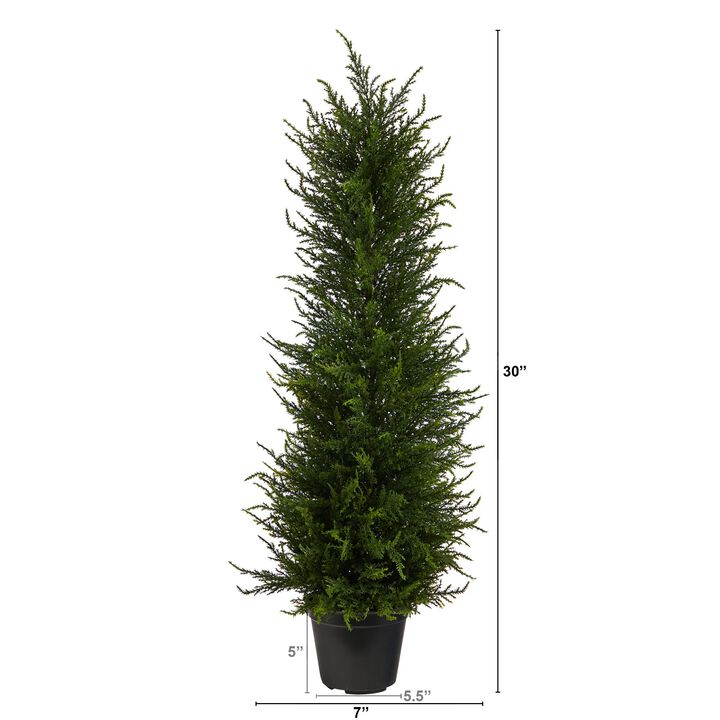 Hivvago 2.5 Feet Cypress Artificial Tree UV Resistant (Indoor/Outdoor)