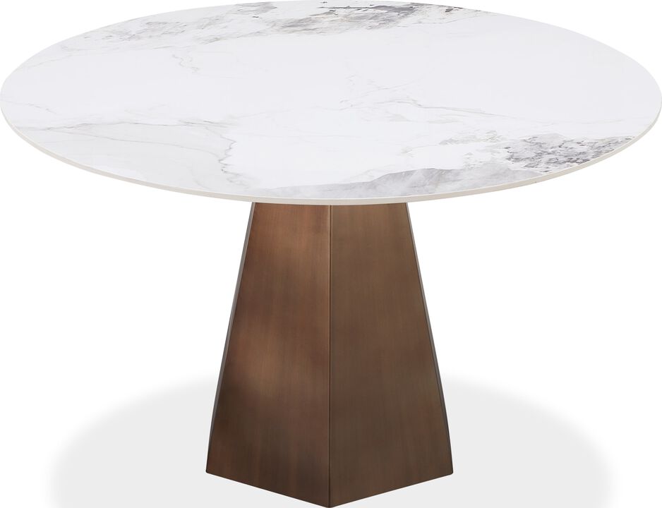 Carmel Stone Top Round Dining Table in Chanelle and Bronze