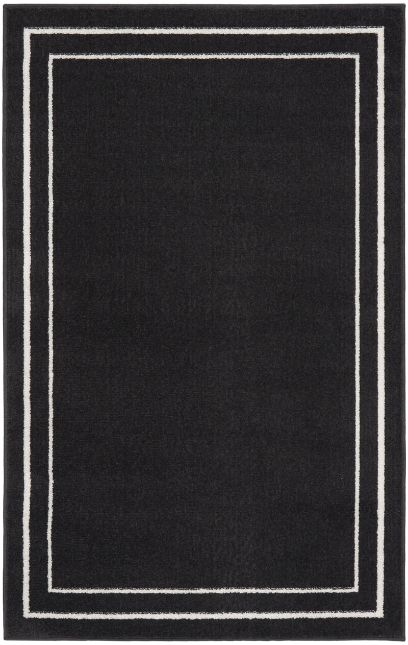 HomeRoots 2' X 4' Black And Ivory Indoor Outdoor Area Rug image number 0